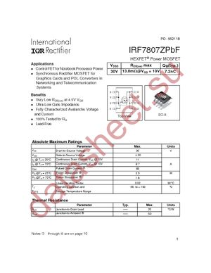 IRF7807ZTRPBF datasheet  